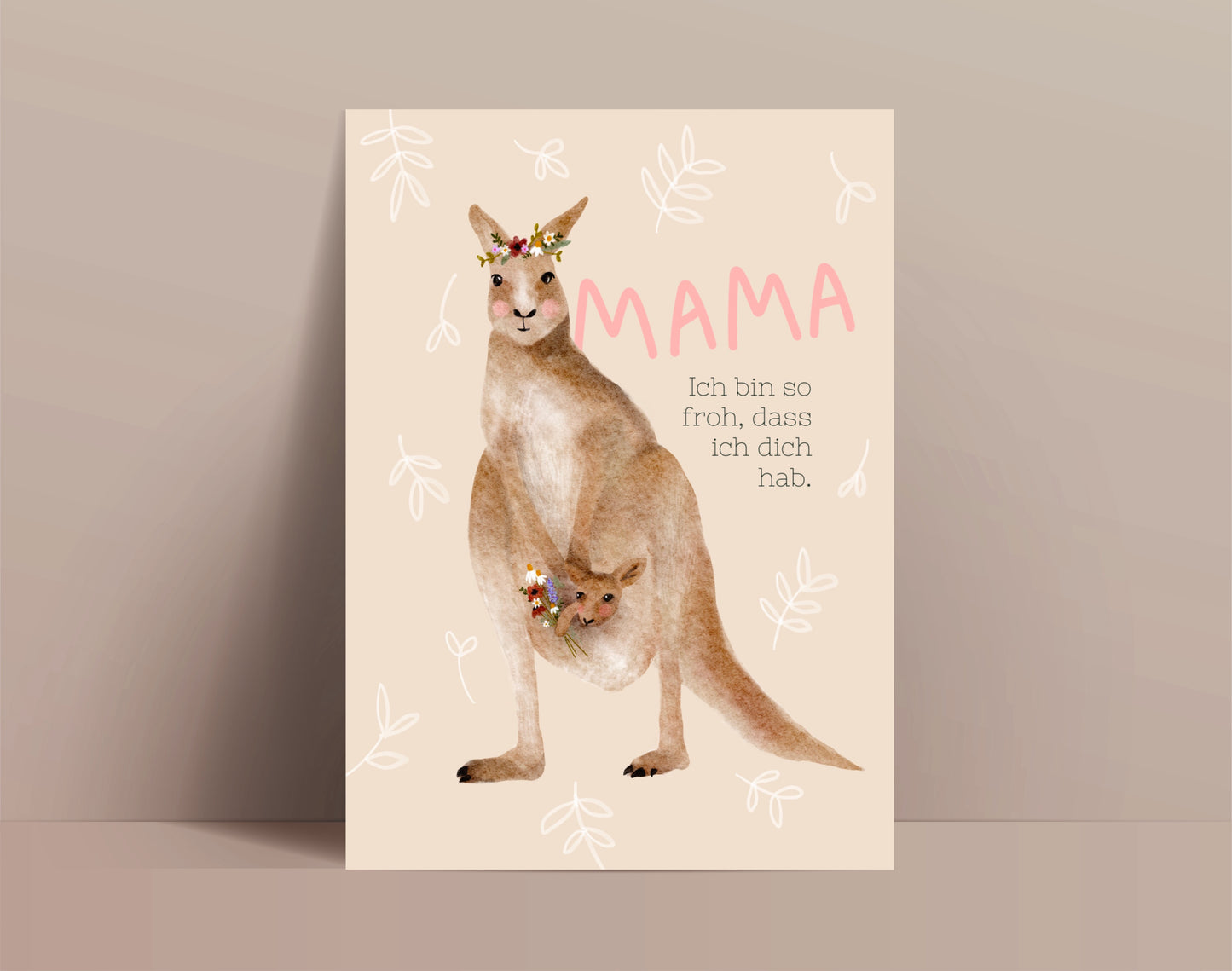 Karte zum Muttertag Känguru (Postkarte A6)