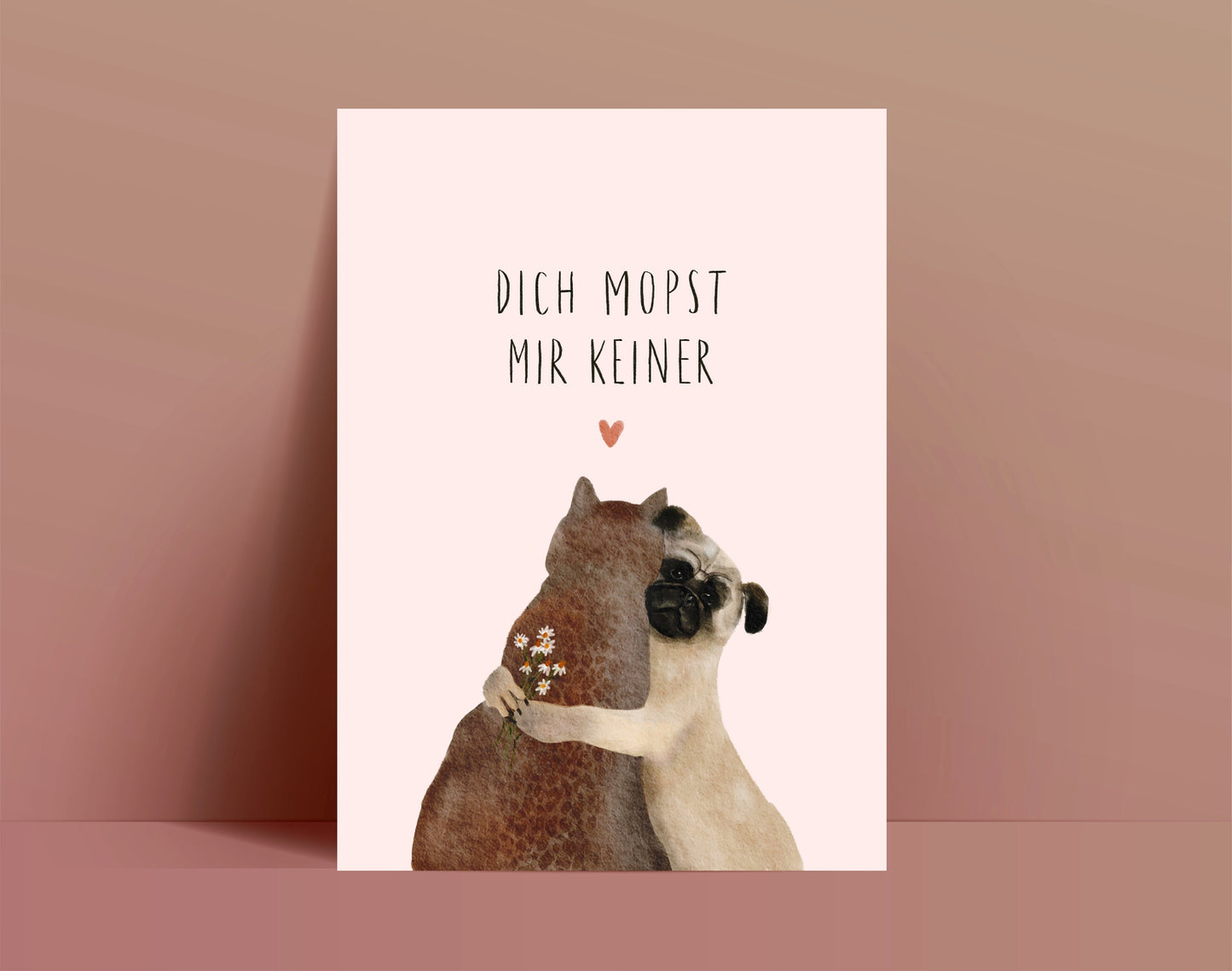 Karte Valentinstag Liebe Freundschaft Mops (Postkarte A6)