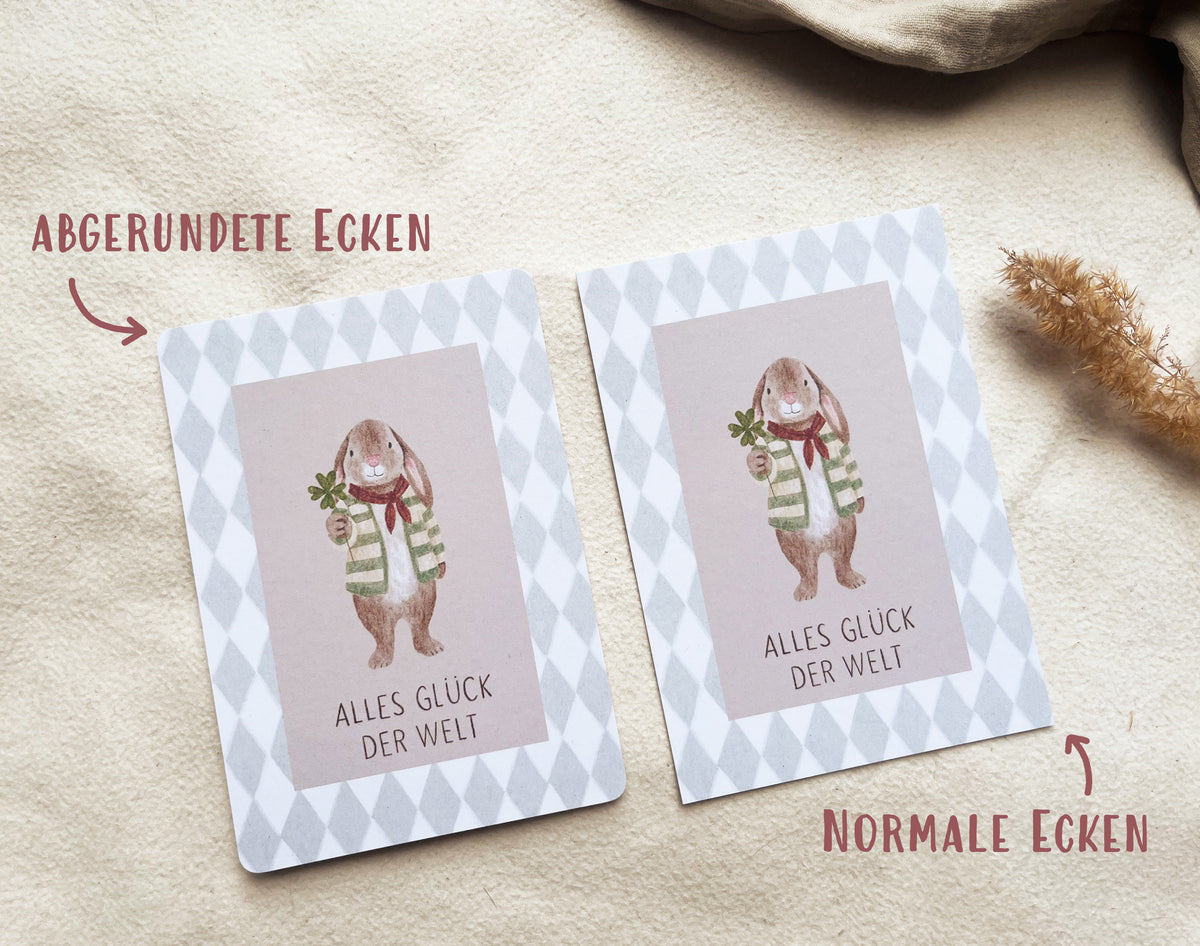Karte viel Glück Hase (Postkarte A6)