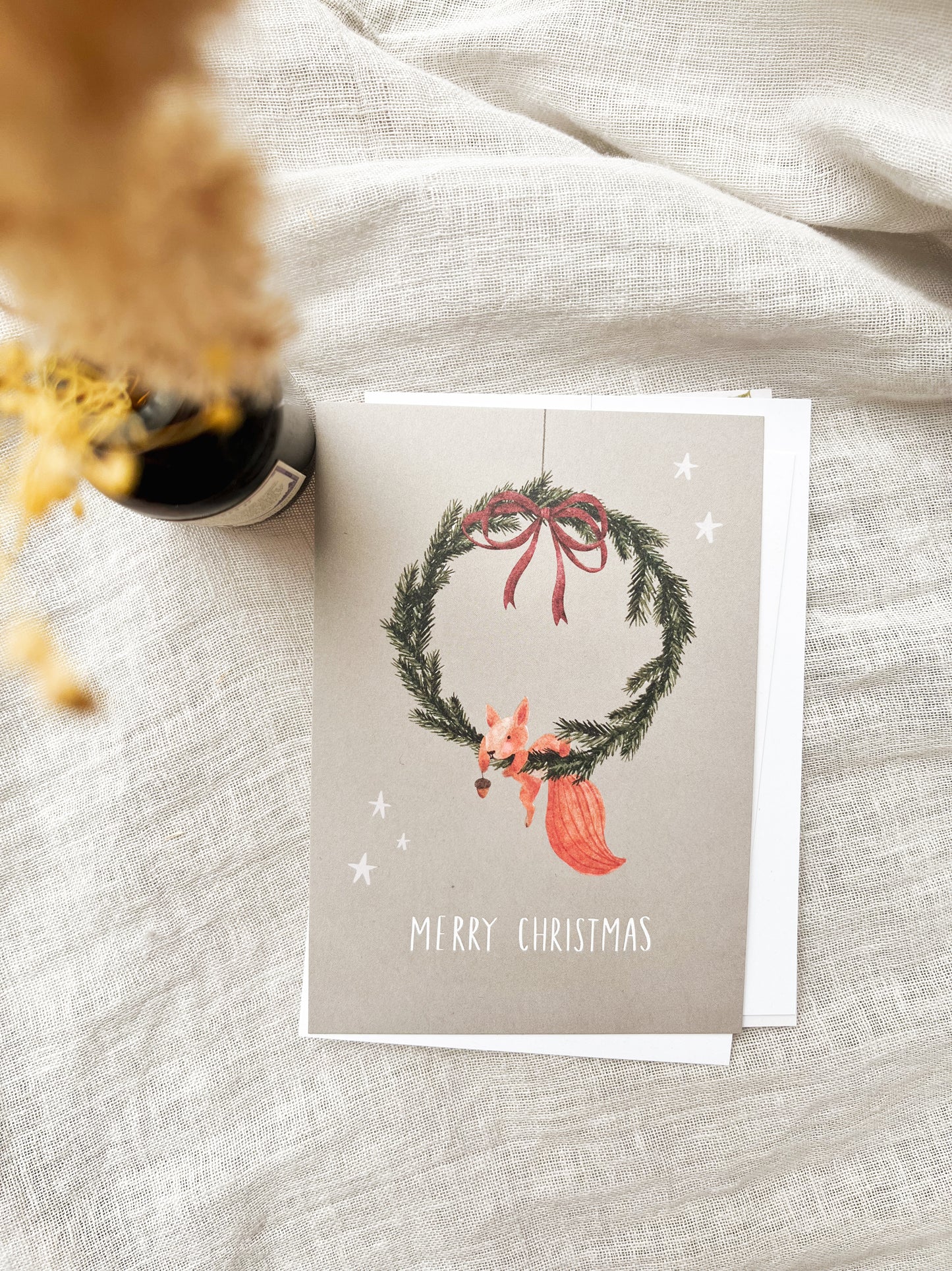 Weihnachtskarte Eichhörnchen „Merry Christmas“