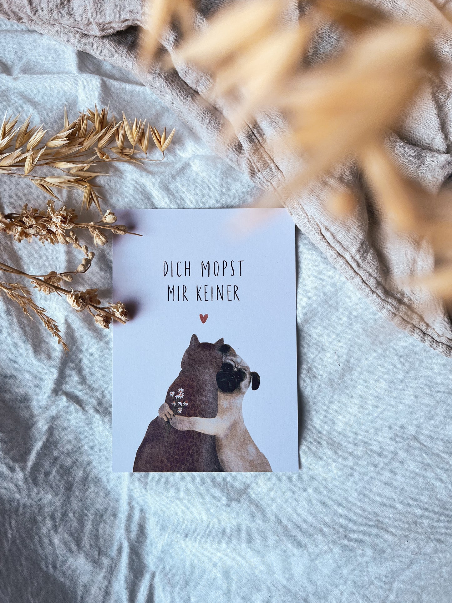 Karte Valentinstag Liebe Freundschaft Mops (Postkarte A6)