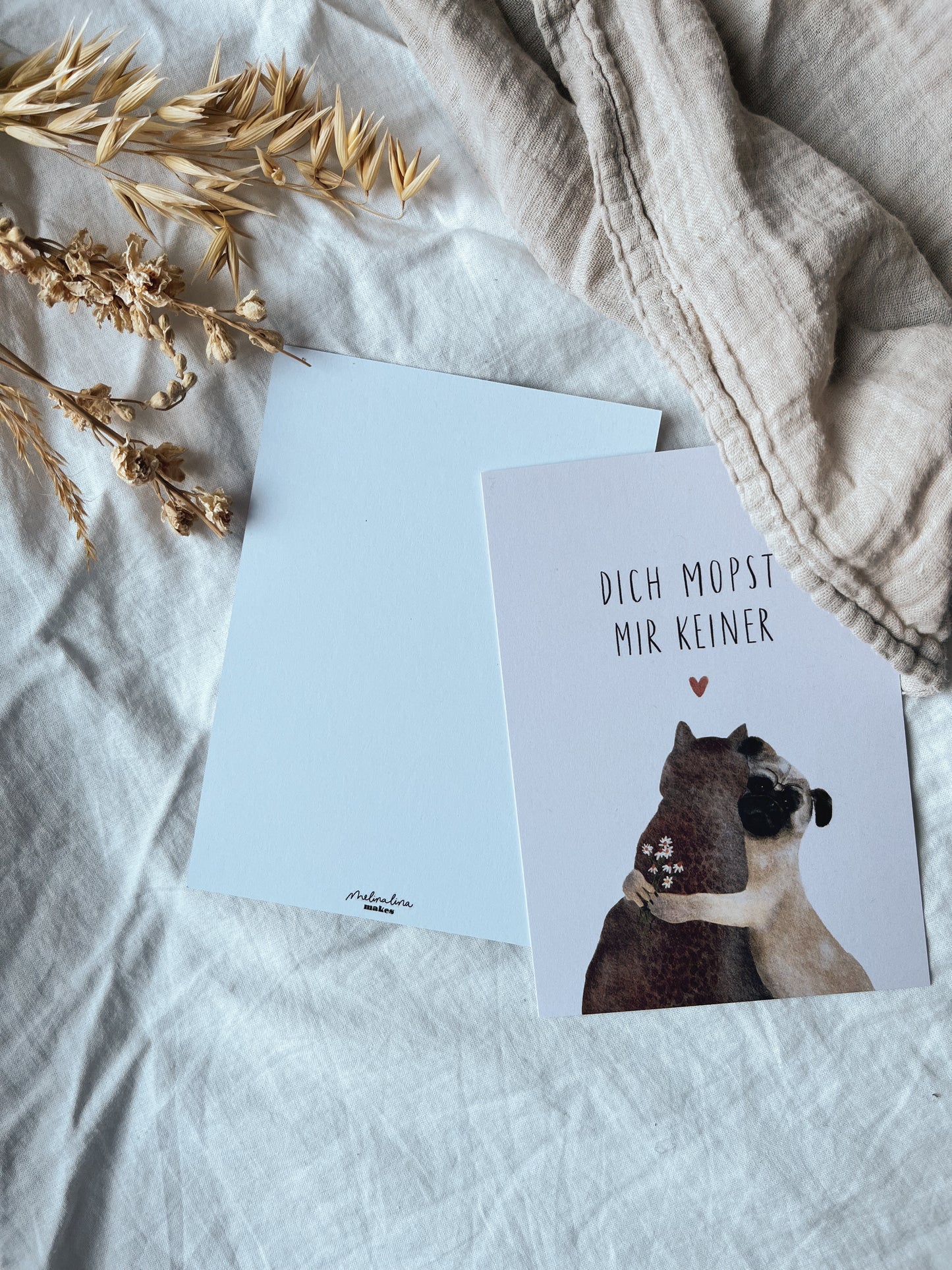 Karte Valentinstag Liebe Freundschaft Mops (Postkarte A6)