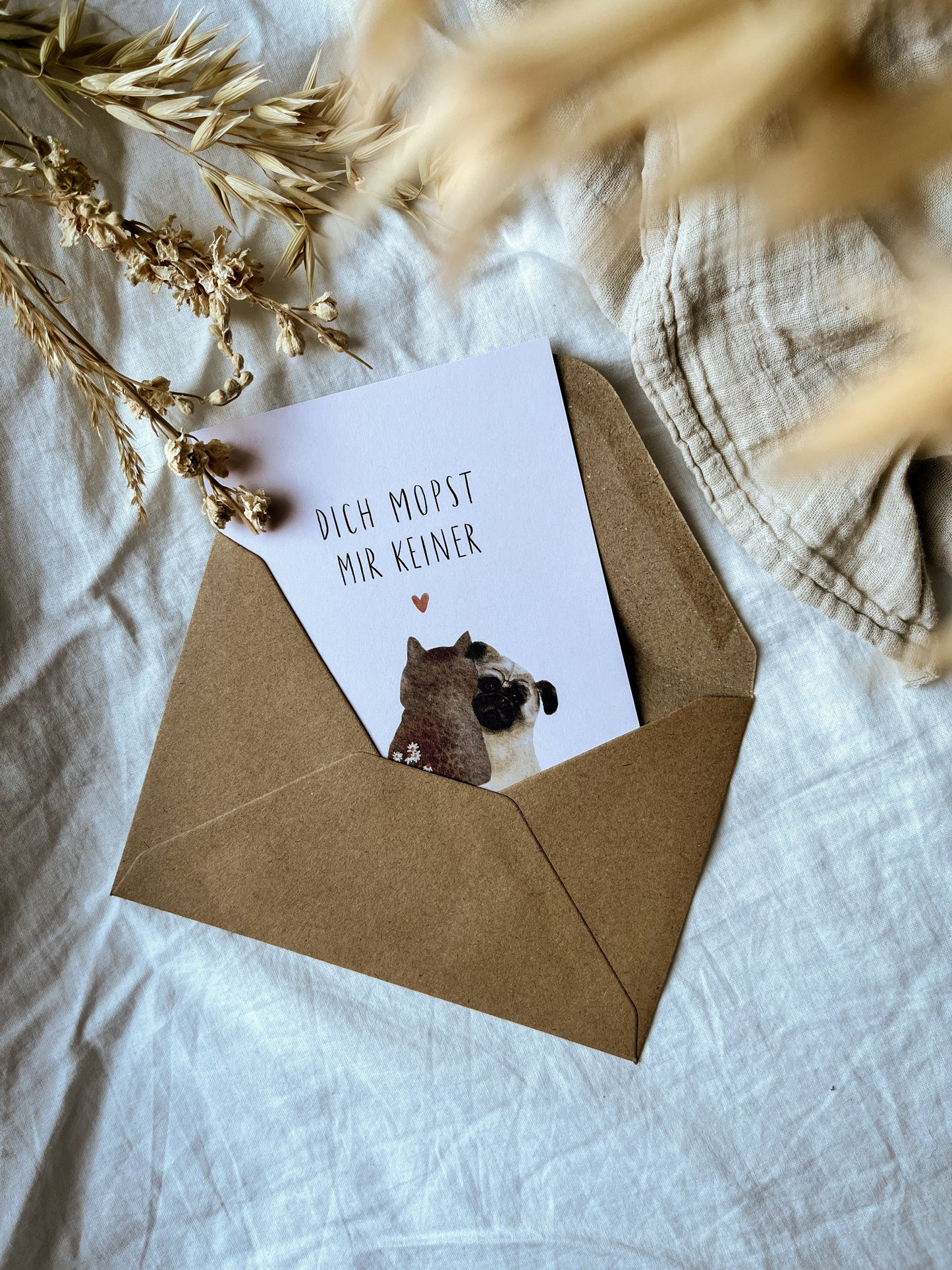 Karte Valentinstag Liebe Freundschaft Mops (Postkarte A6)
