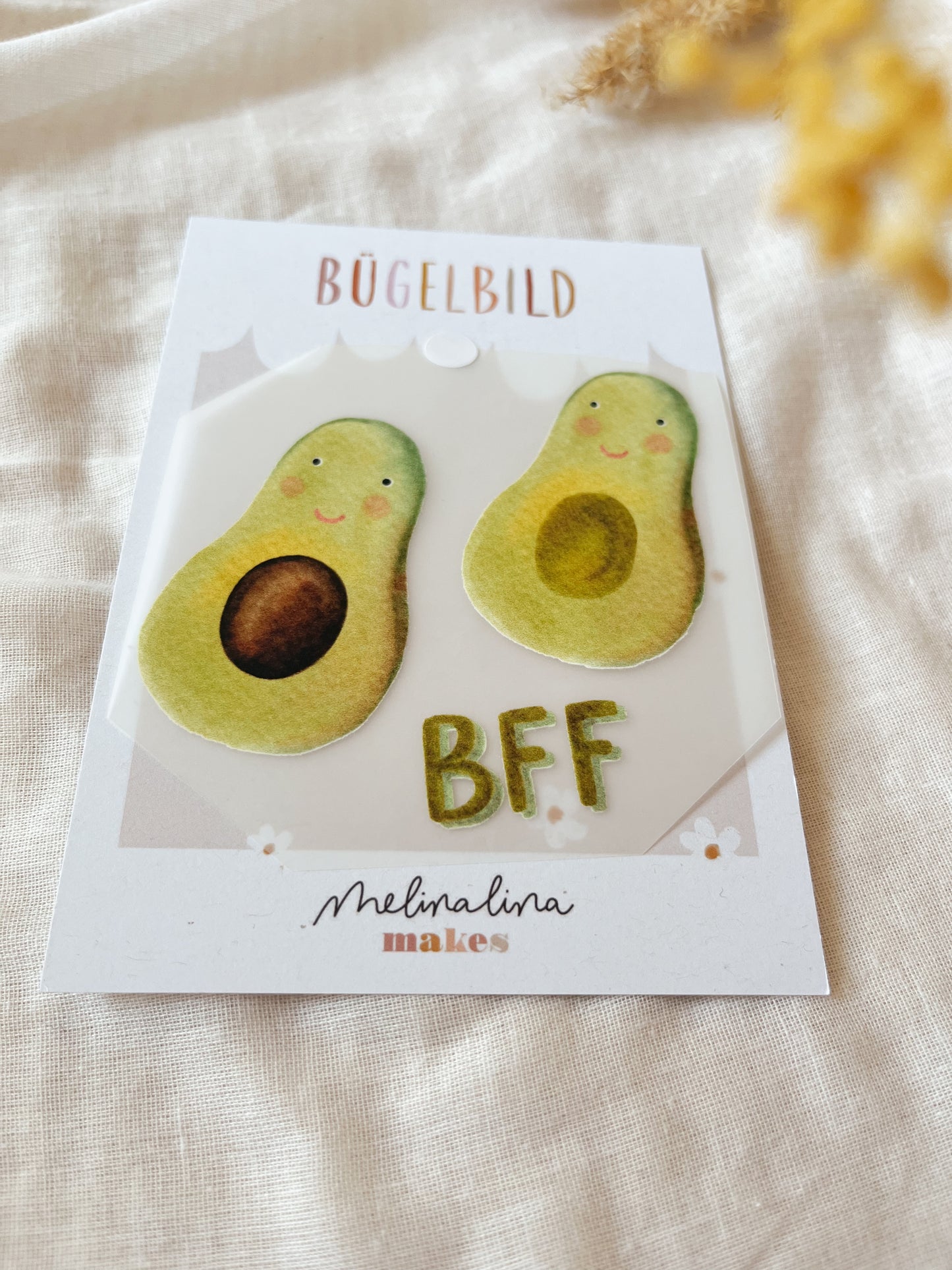 Bügelbild Avocado – Beste Freunde Patch zum Aufbügeln