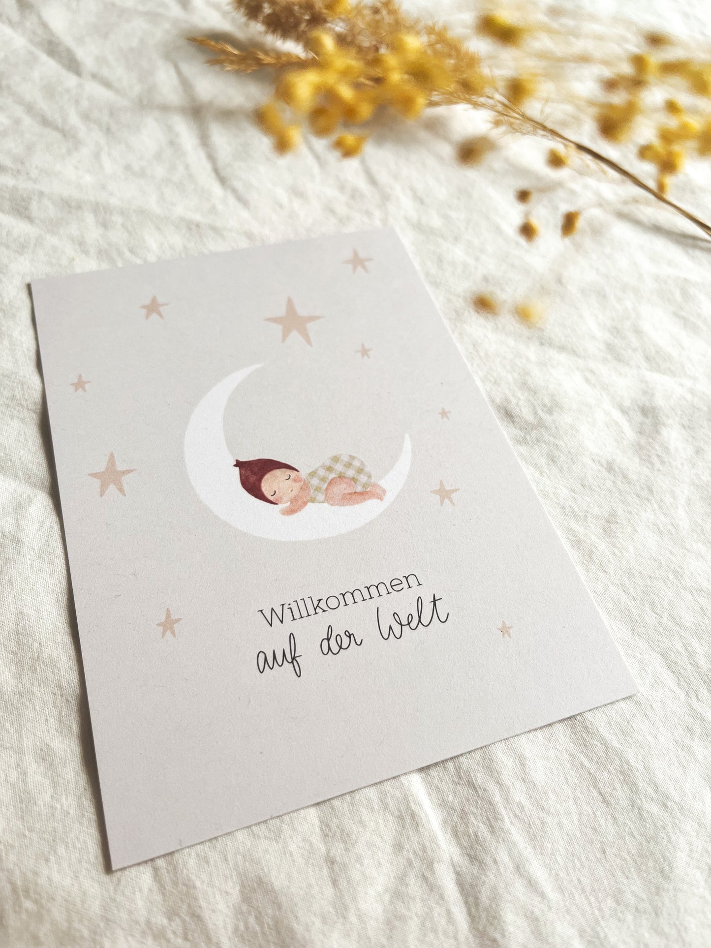 Karte Geburt Mond Willkommen auf der Welt (Postkarte A6)