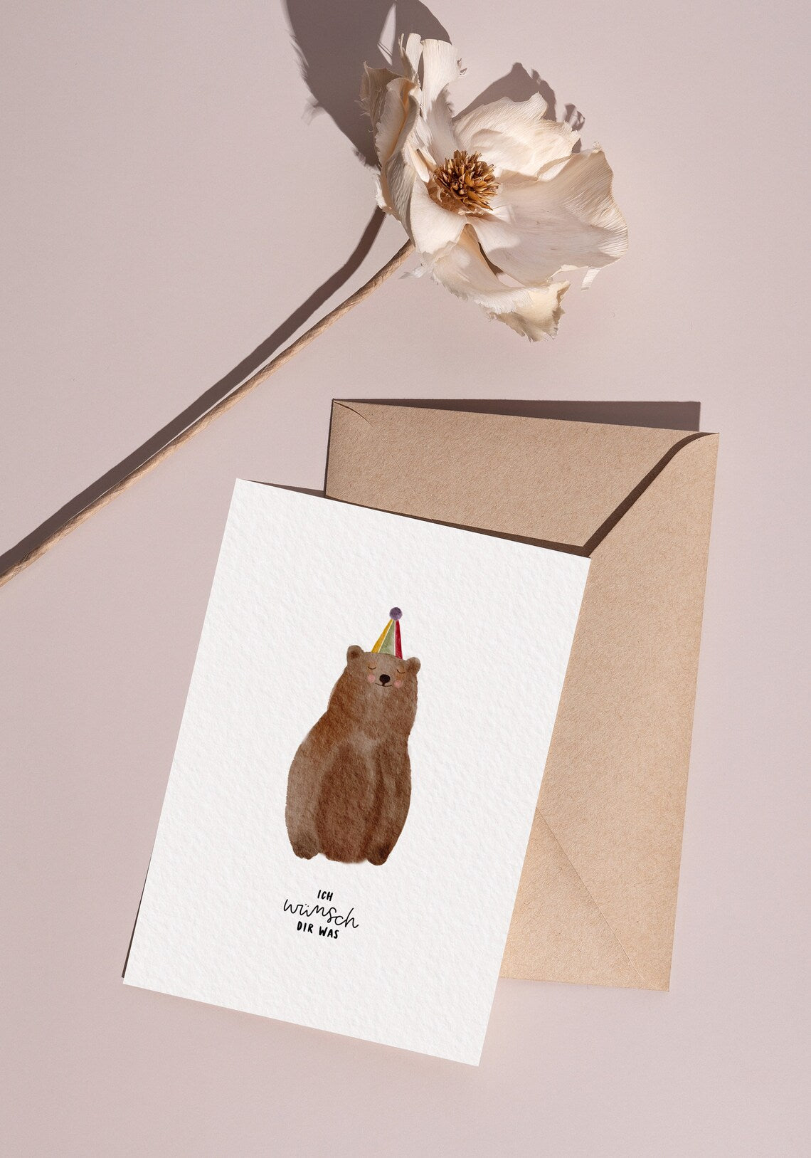 Geburtstagskarte Bär mit Partyhut (Postkarte A6)