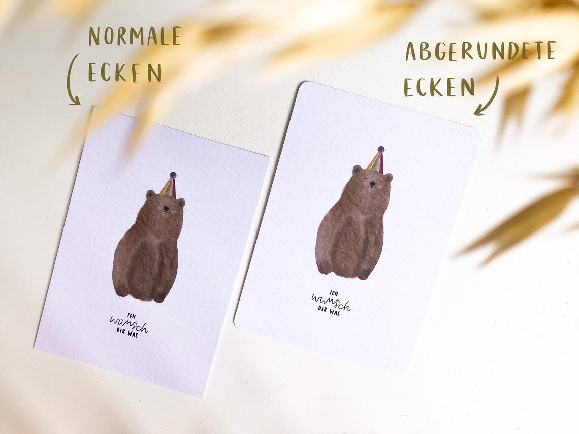 Geburtstagskarte Bär mit Partyhut (Postkarte A6)