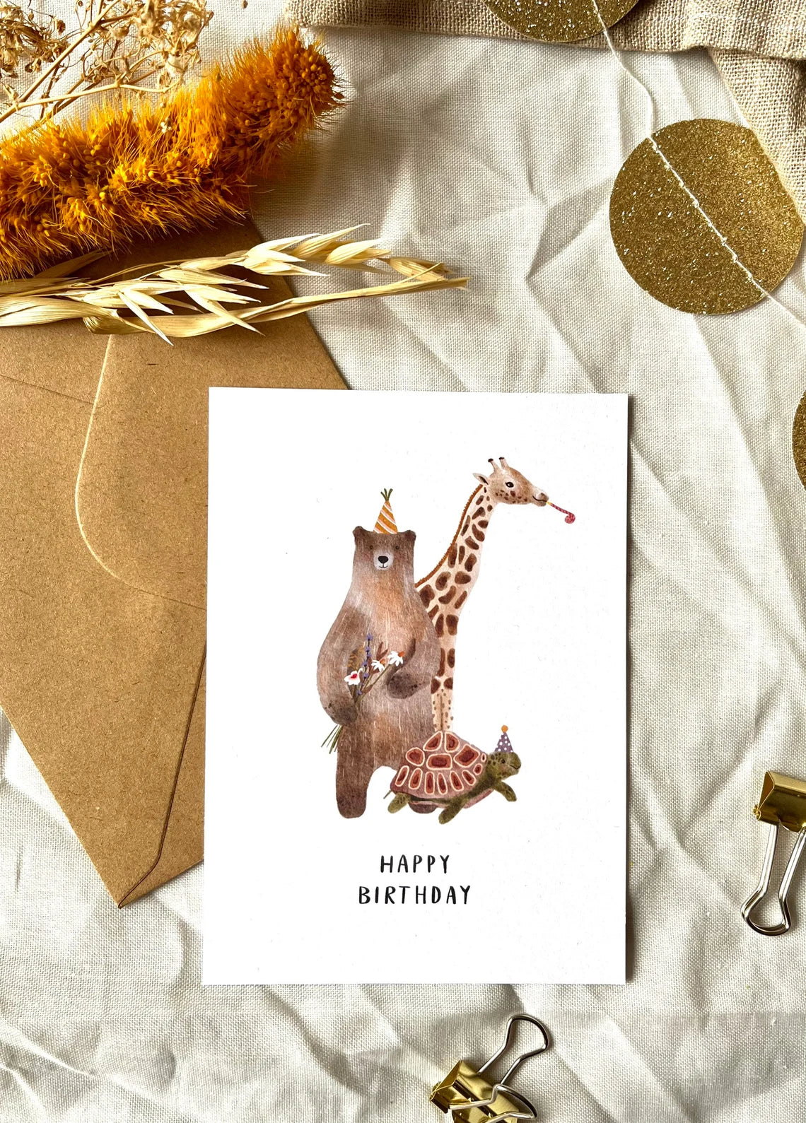 Karte Geburtstag Happy Birthday Tiere (Postkarte A6)