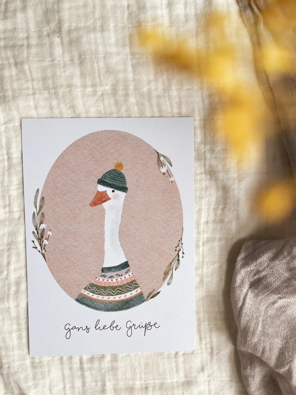 Postkarte Gans liebe Grüße Glückwunschkarte (Postkarte A6)