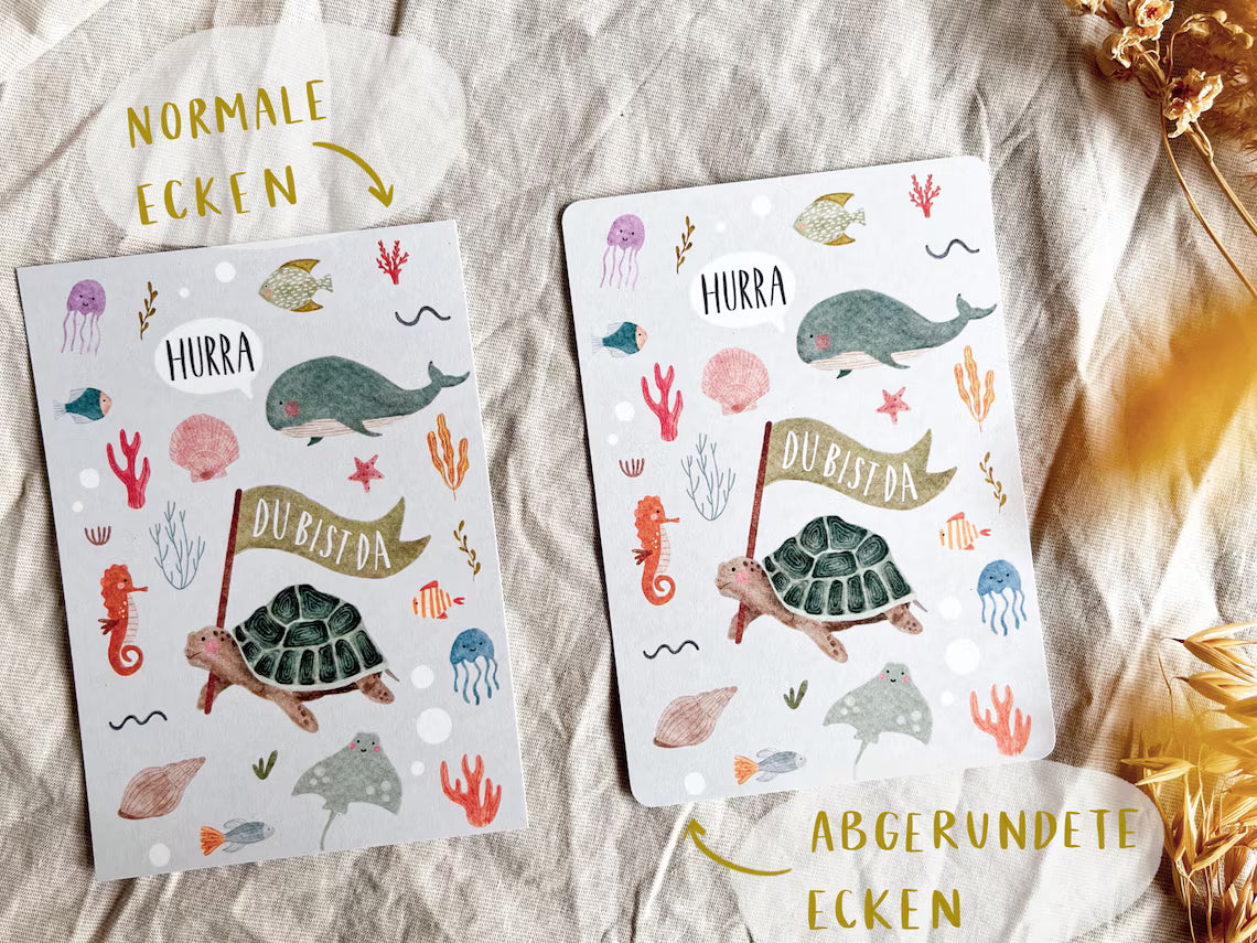 Karte Geburt Meerestiere (Postkarte A6)