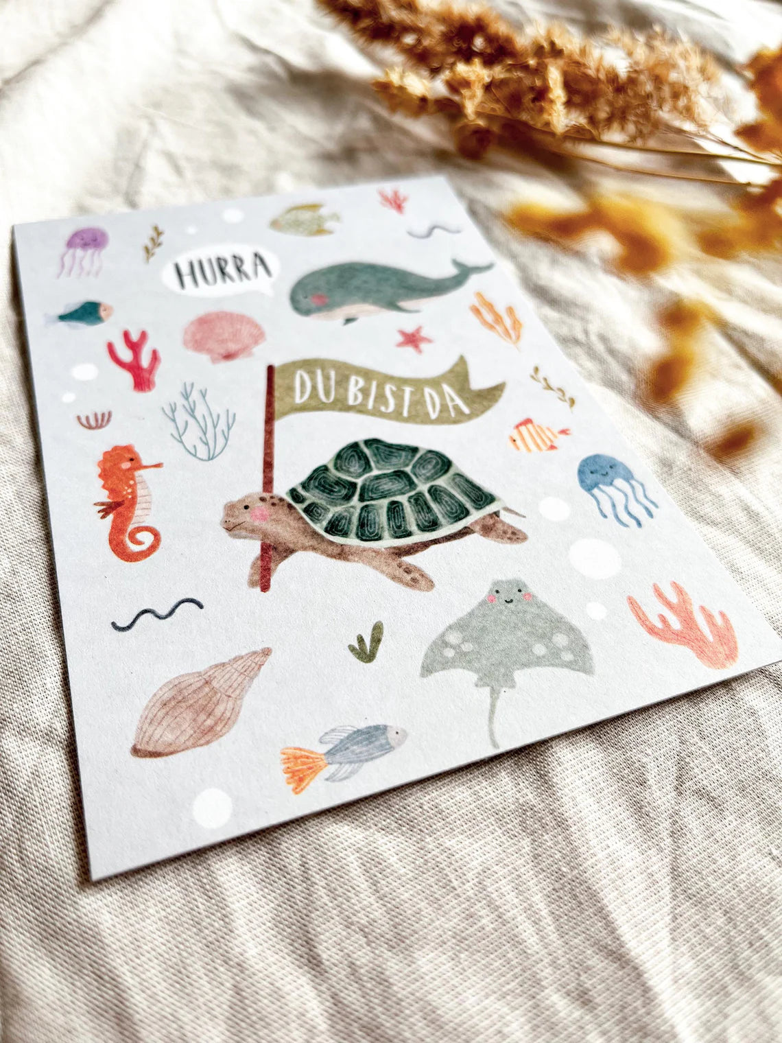 Karte Geburt Meerestiere (Postkarte A6)