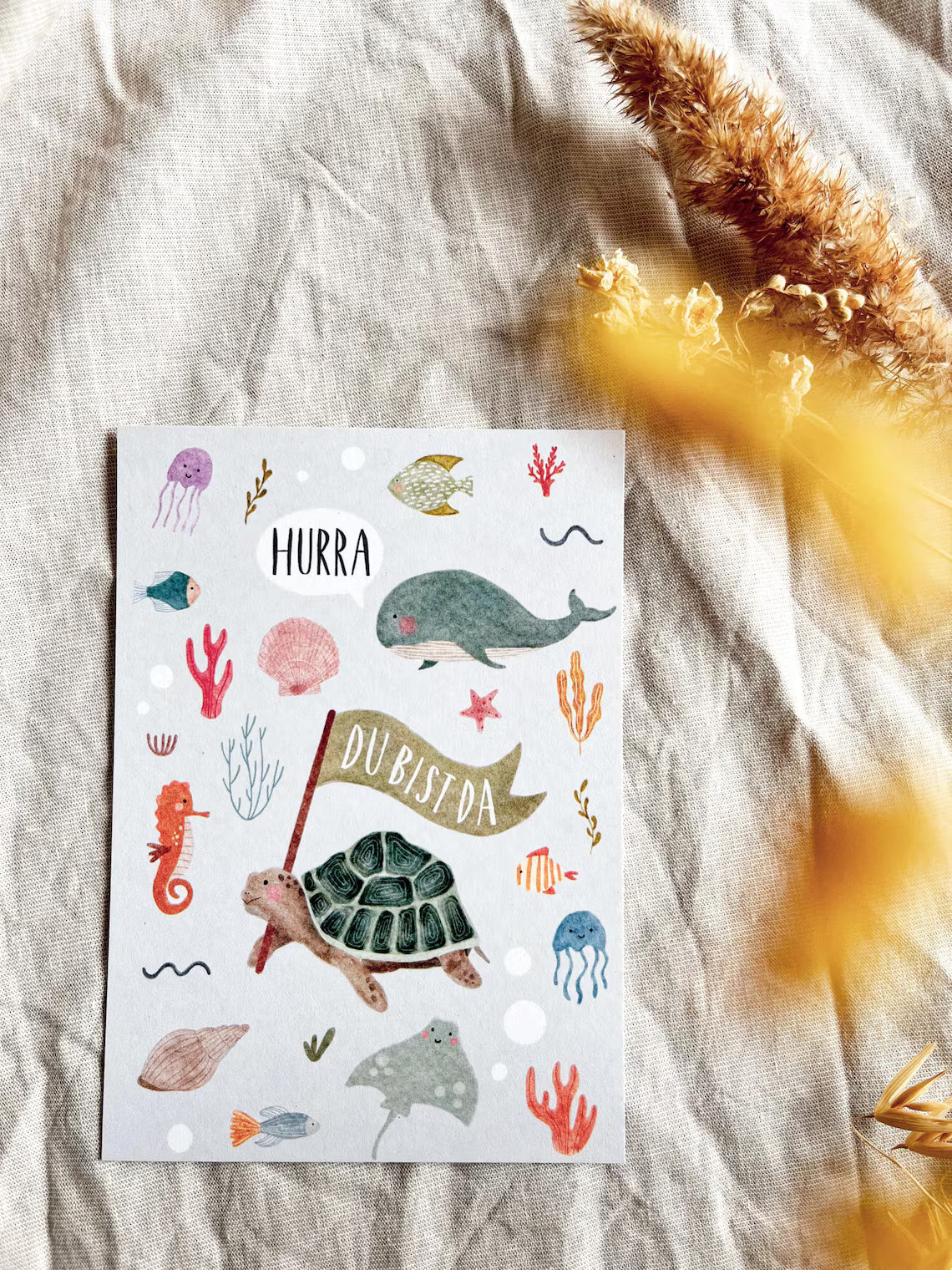 Karte Geburt Meerestiere (Postkarte A6)