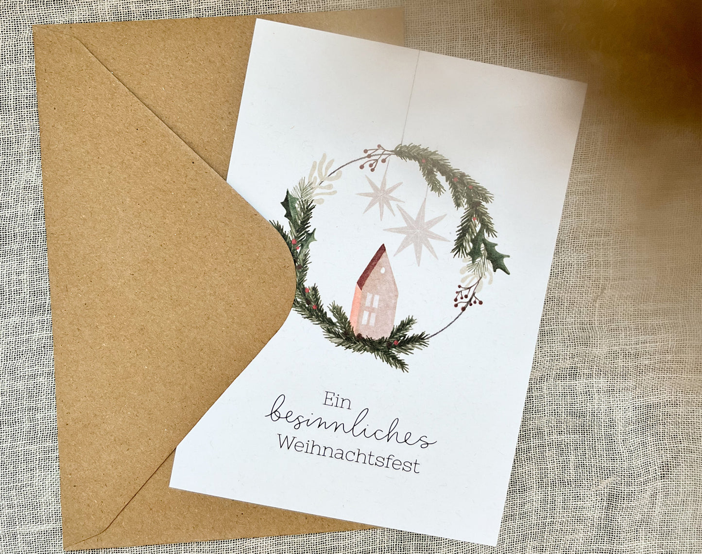 Weihnachtskarte Türkranz „Besinnliche Weihnachtszeit“