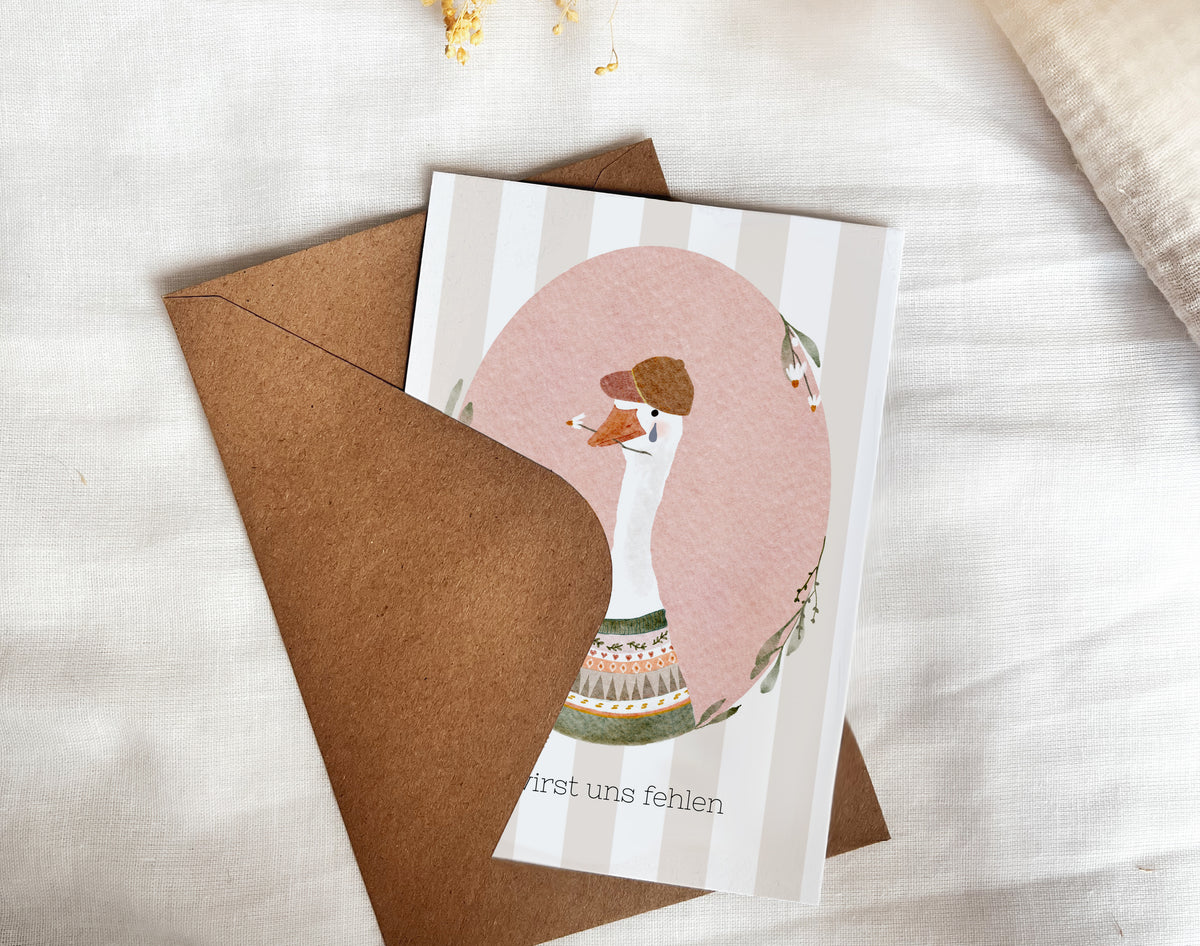 Karte zum Abschied Gans (Postkarte A6)