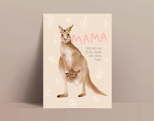 Karte zum Muttertag Känguru (Postkarte A6)