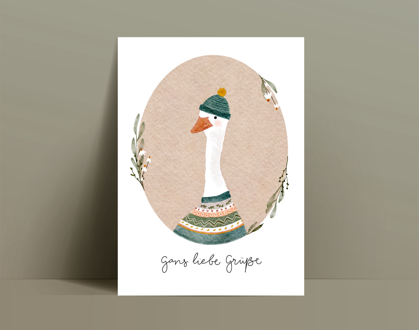 Postkarte Gans liebe Grüße Glückwunschkarte (Postkarte A6)