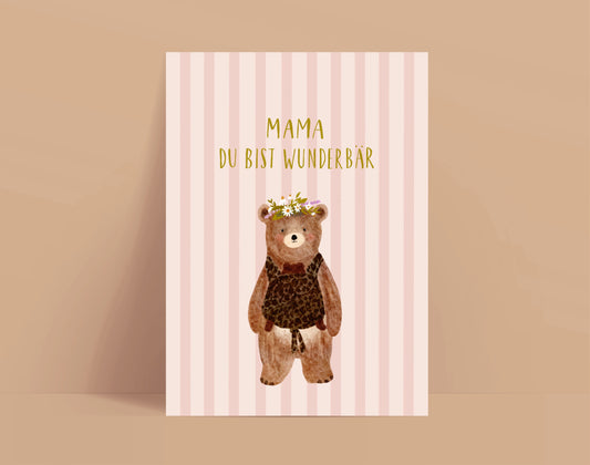 Karte Muttertag Geburt Mama Bär (Postkarte A6)