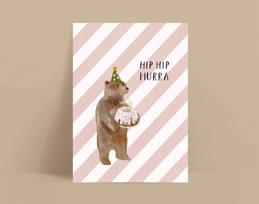 Karte Geburtstag Party Braunbär (Postkarte A6)