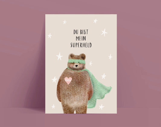 Karte Vatertag Papa Du bist mein Superheld (Postkarte A6)