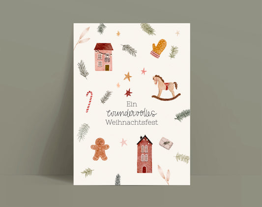 Weihnachtskarte wundervolles Weihnachtsfest (Postkarte A6)