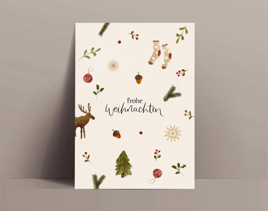 Weihnachtskarte Hygge „Frohe Weihnachten“ (Postkarte A6)