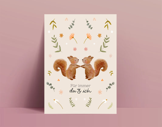 Karte Liebe Freundschaft Eichhörnchen (Postkarte A6)