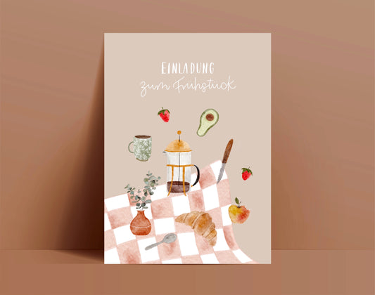 Einladungskarte Frühstück – Brunch & Kaffee Einladung (Postkarte A6)