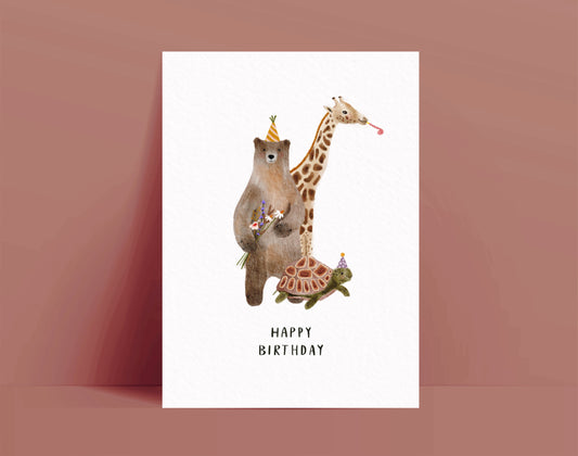 Karte Geburtstag Happy Birthday Tiere (Postkarte A6)