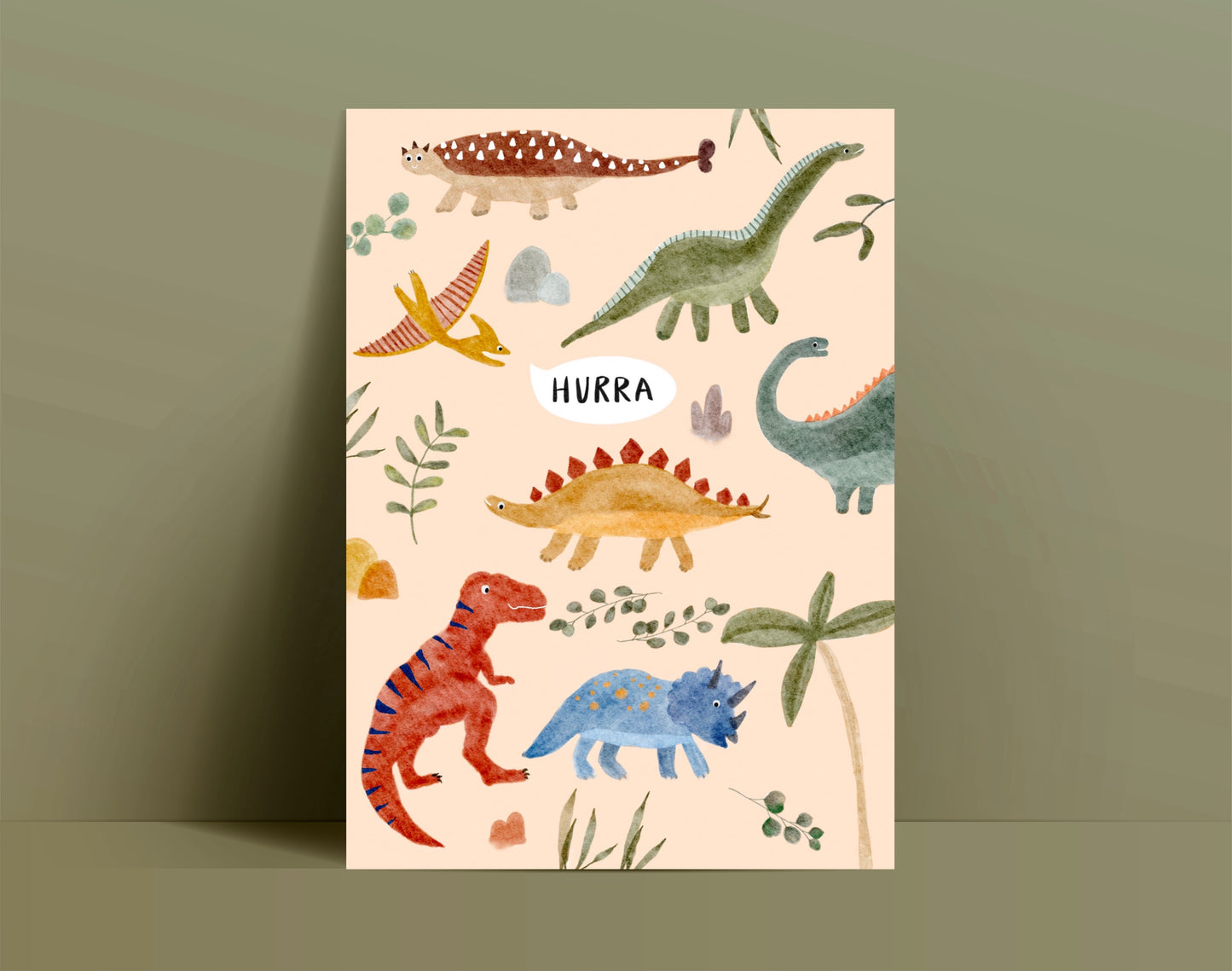 Karte Geburtstag Dinosaurier Hurra (Postkarte A6)