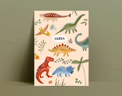 Karte Geburtstag Dinosaurier Hurra (Postkarte A6)