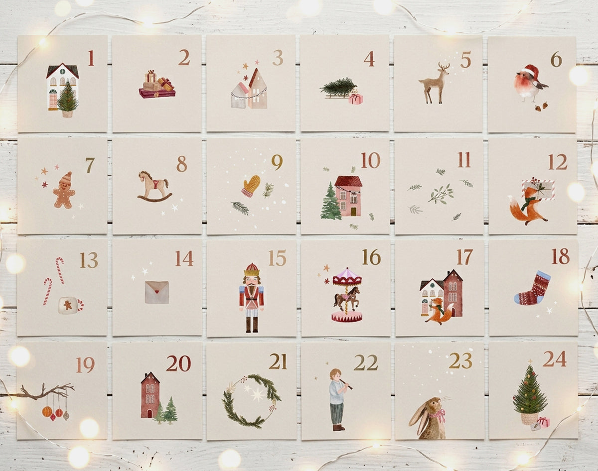 Adventskalender 24 Weihnachtskarten / DIY Adventskalender