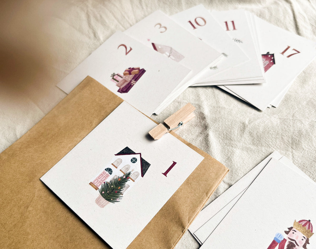 Adventskalender 24 Weihnachtskarten / DIY Adventskalender