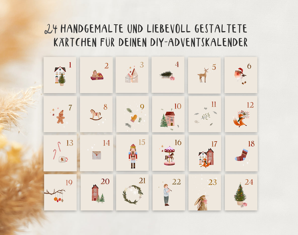 Adventskalender 24 Weihnachtskarten / DIY Adventskalender