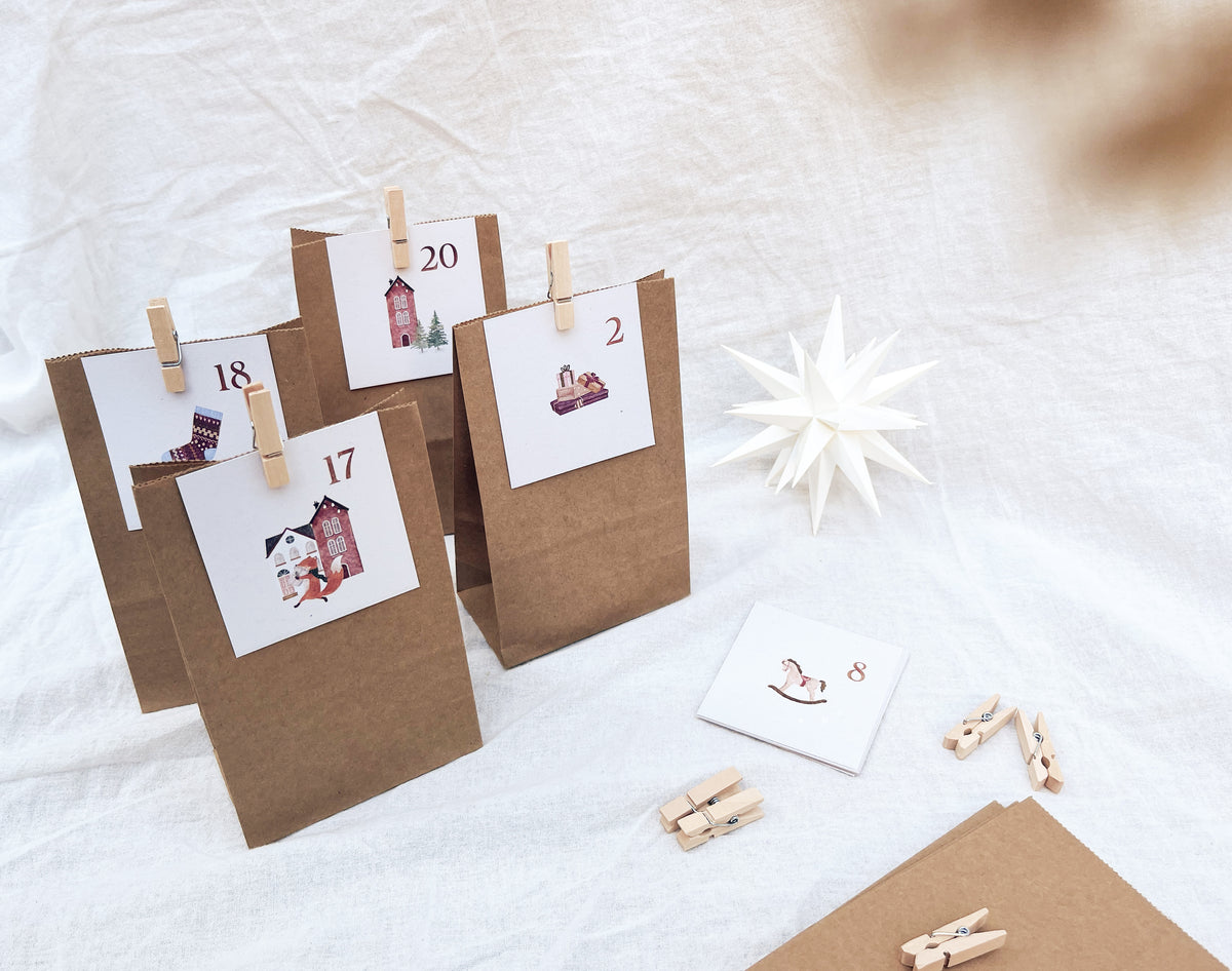 Adventskalender 24 Weihnachtskarten / DIY Adventskalender