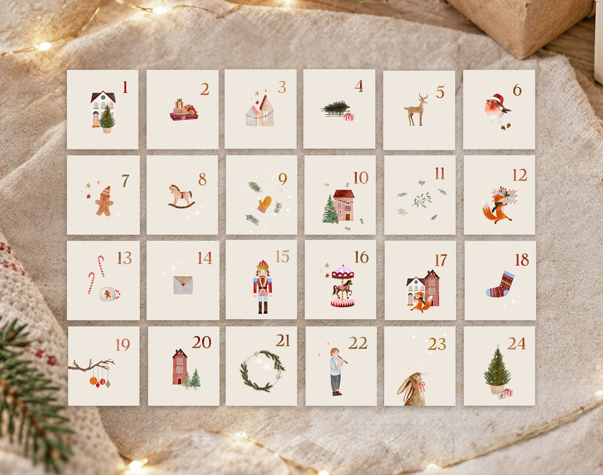 Adventskalender 24 Weihnachtskarten / DIY Adventskalender