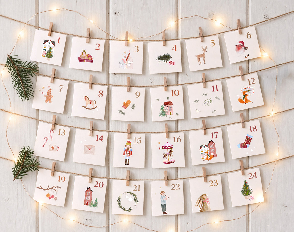 Adventskalender 24 Weihnachtskarten / DIY Adventskalender
