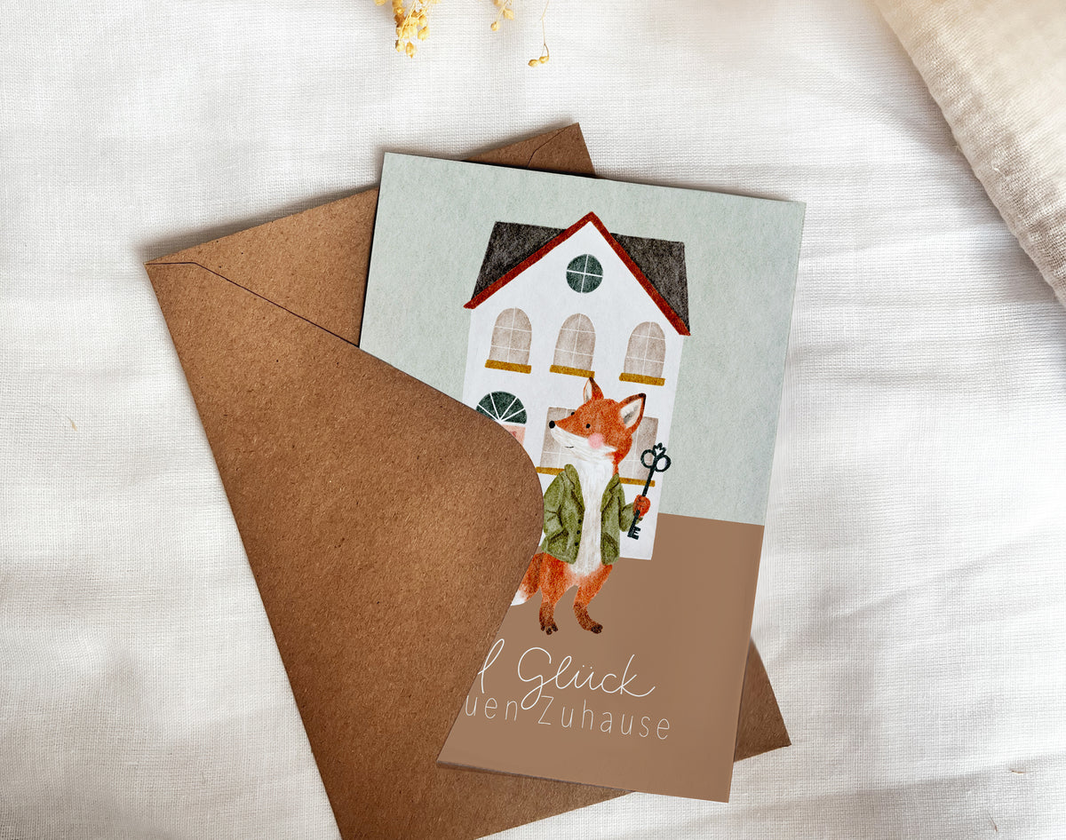 Karte zum Einzug Fuchs (Postkarte A6)