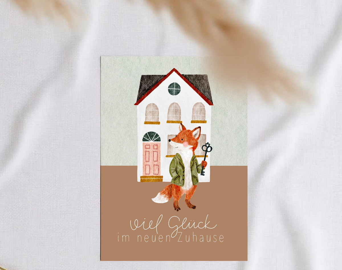 Karte zum Einzug Fuchs (Postkarte A6)