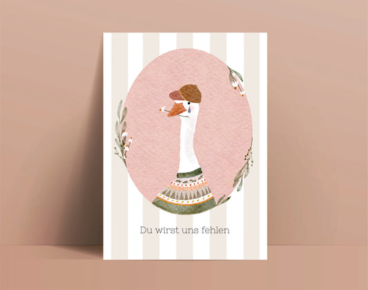 Karte zum Abschied Gans (Postkarte A6)