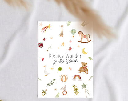 Karte zur Geburt Kleines Wunder (Postkarte A6)