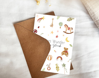 Karte zur Geburt Kleines Wunder (Postkarte A6)