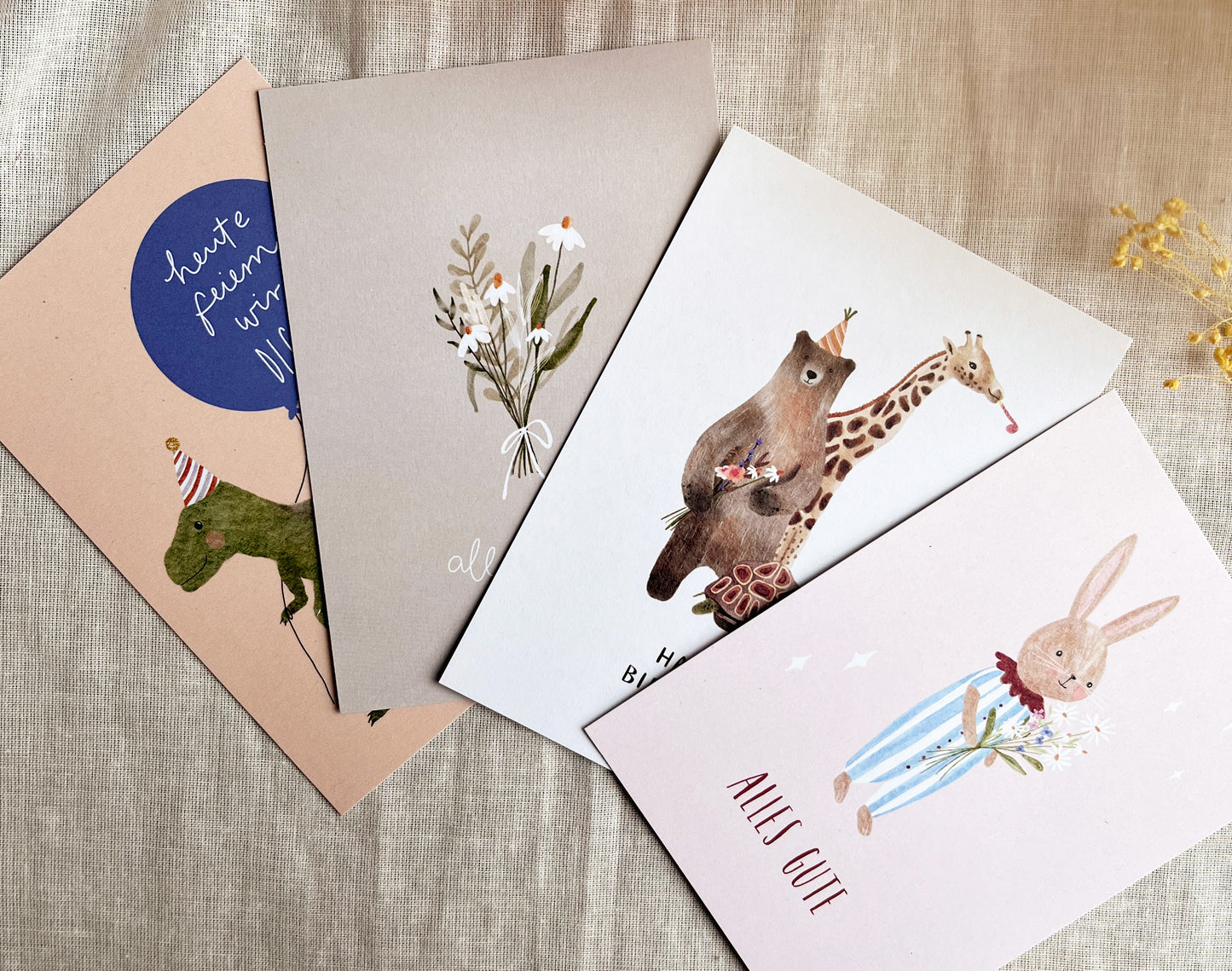 Geburtstagskarten Set / 4er Kartenset