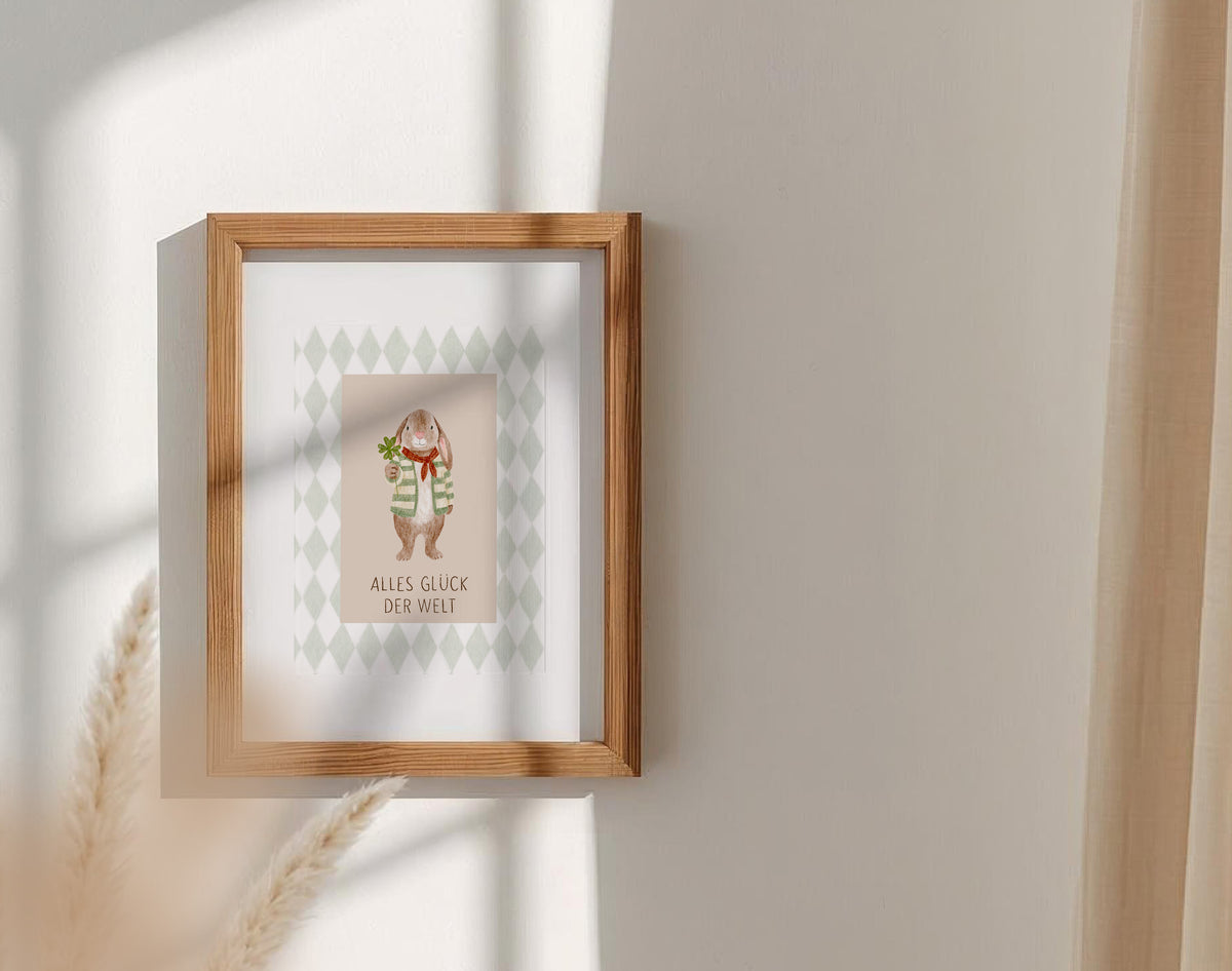 Karte viel Glück Hase (Postkarte A6)