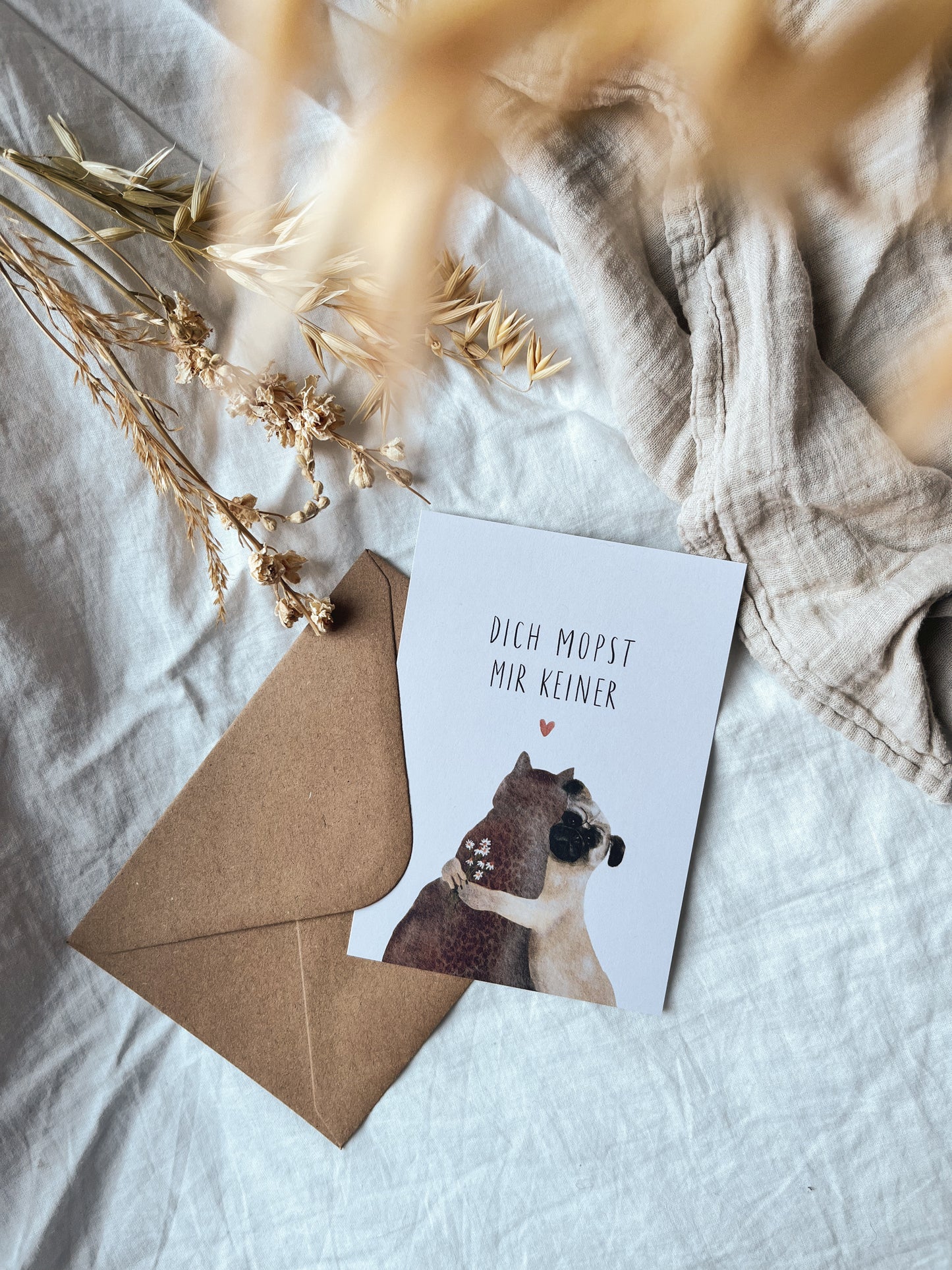 Karte Valentinstag Liebe Freundschaft Mops (Postkarte A6)
