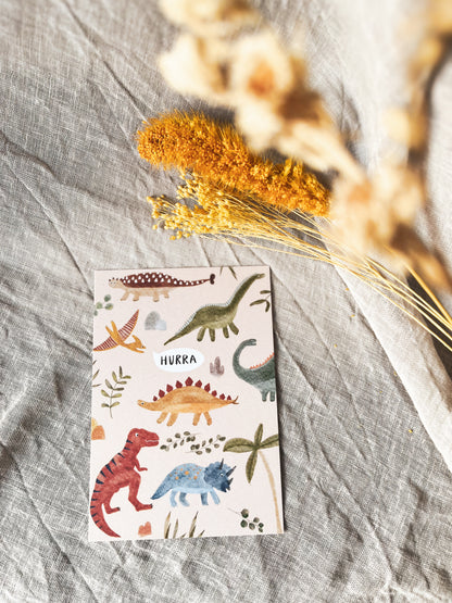 Karte Geburtstag Dinosaurier Hurra (Postkarte A6)