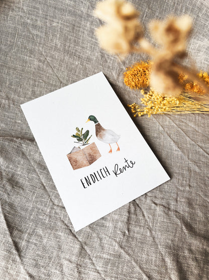 Karte Ruhestand Endlich Rente (Postkarte A6)