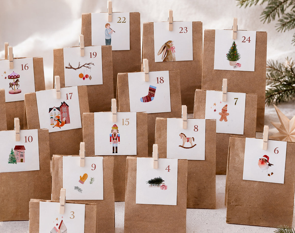 Adventskalender 24 Weihnachtskarten / DIY Adventskalender