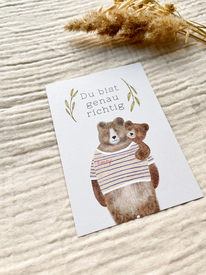 Karte Affirmation Du bist genau richtig (Postkarte A6)