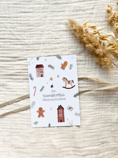 Weihnachtskarte wundervolles Weihnachtsfest (Postkarte A6)