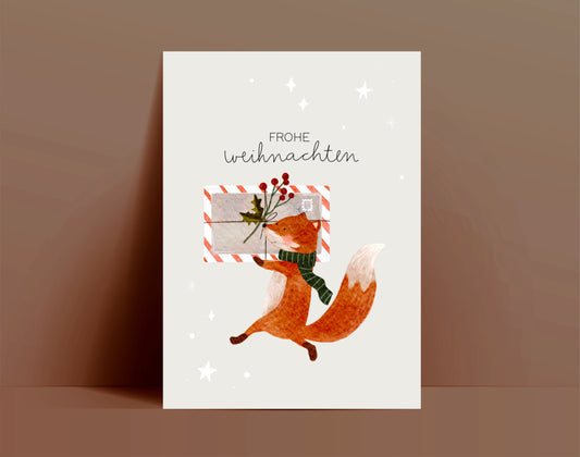 Weihnachtskarte Fuchs „Frohe Weihnachten“